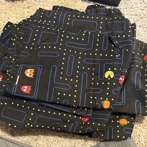 Pottery Barn Teen Black Pac-Man Maze Sheet Set with Colorful Characters